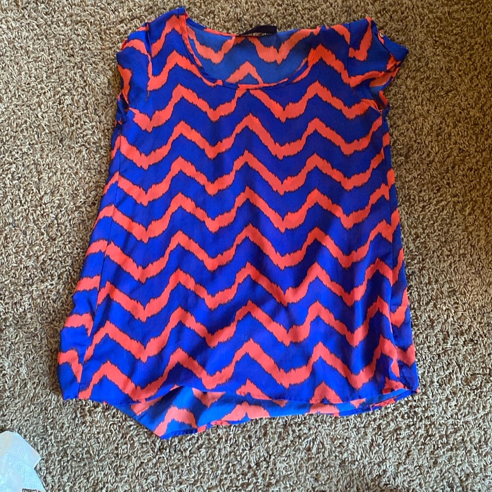 Blue and Orange sheer top
